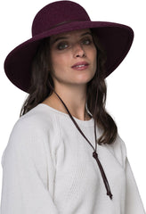 CATHY CS - WIDE BRIM CLOCHE HAT W LEATHER CHIN STRAP - Women's