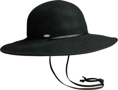 CATHY CS - WIDE BRIM CLOCHE HAT W LEATHER CHIN STRAP - Women's