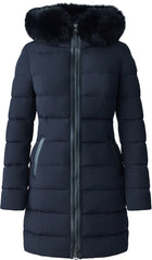 Calla Agile-360 Stretch Light Down Coat With Blue Fox Fur Collar - Women's