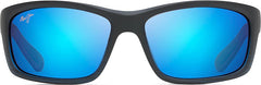 Kanaio Coast Polarized Wrap Sunglasses - Blue Hawaii Lens - Blue Black with Stripe Frame