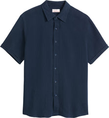 Short Sleeve Knit Textured Button Up Shirt - Men's