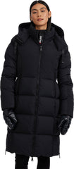 Zaniah Long Channel Quilted Puffer Jacket with Removable Hood - Women's