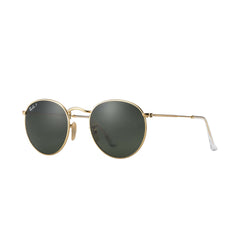 Round Metal - Gold Frame - Polarized Green Classic G-15 Lens