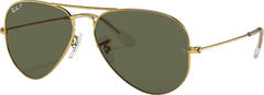 Aviator Classic Sunglasses - Polished Gold - Green Lens