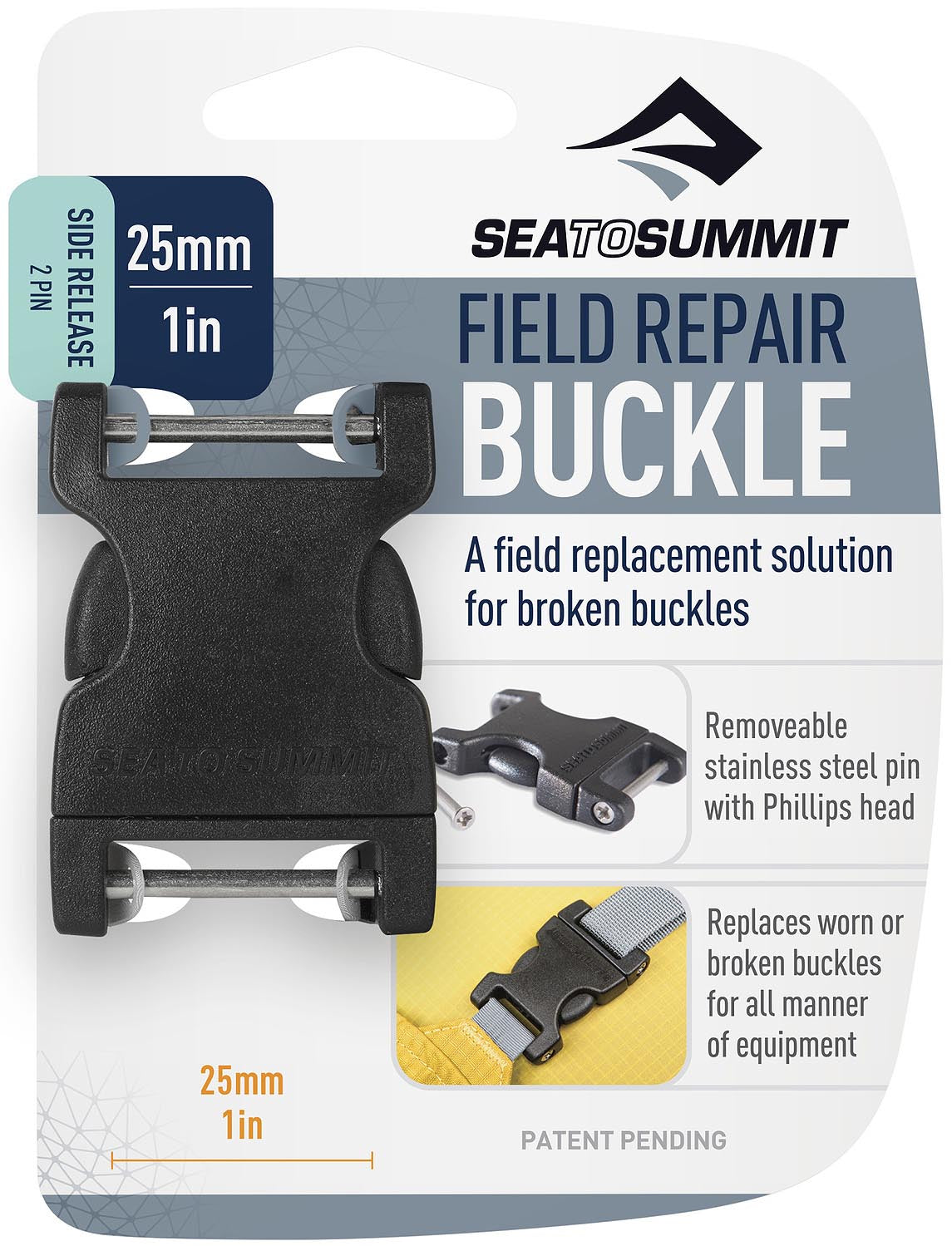 Side Release Field Repair Buckle with Removable Pin 25mm
