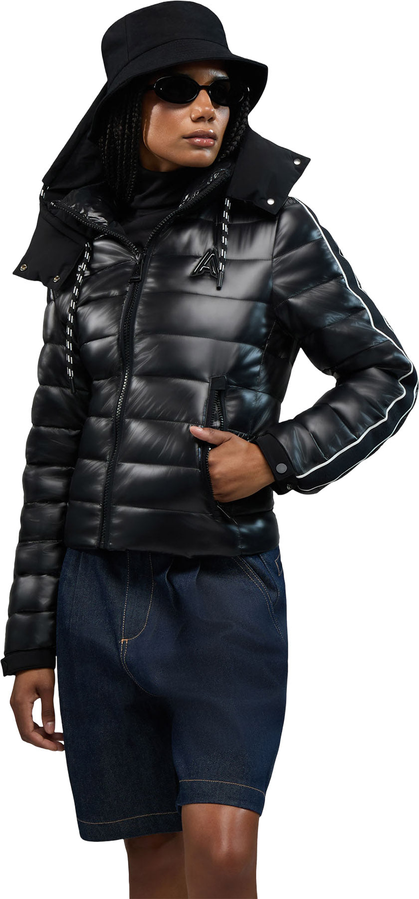 Rousset Lightweight Cinched Puffer Jacket with Contrast Detailing - Women's