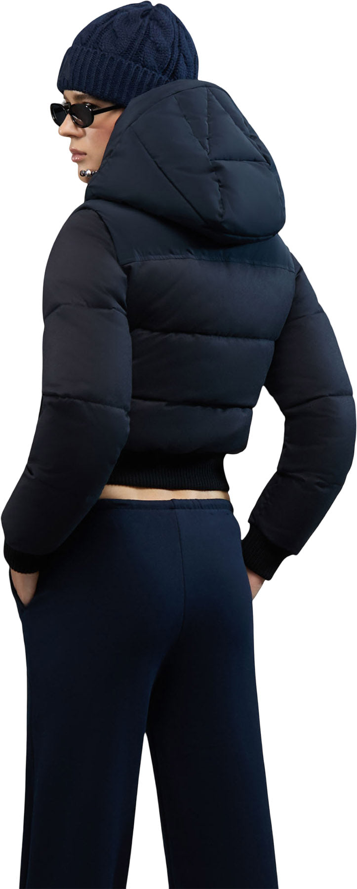 Pariset Cropped Puffer Bomber with Detachable Sleeves - Women's