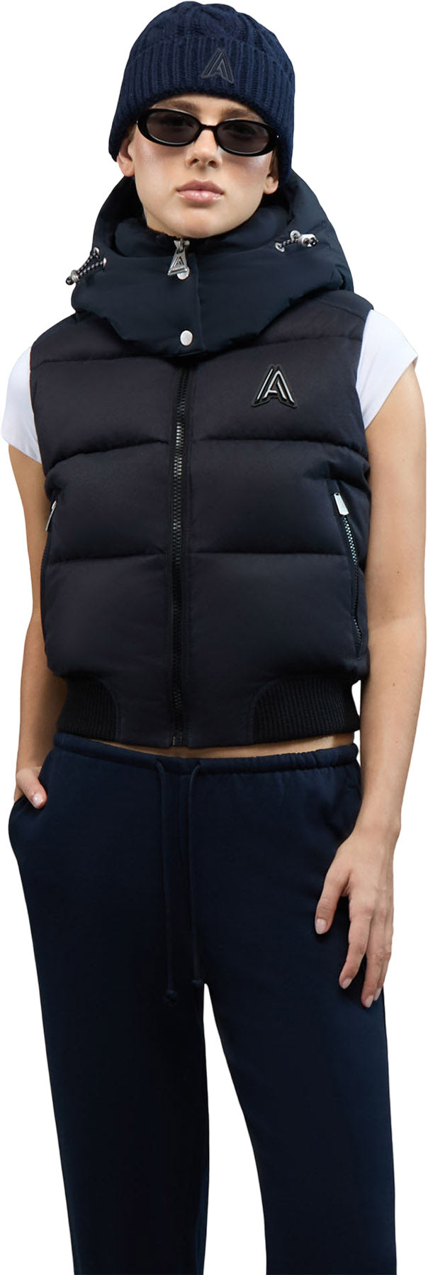 Pariset Cropped Puffer Bomber with Detachable Sleeves - Women's