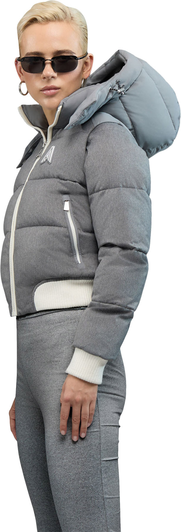 Pariset Cropped Puffer Bomber with Detachable Sleeves - Women's