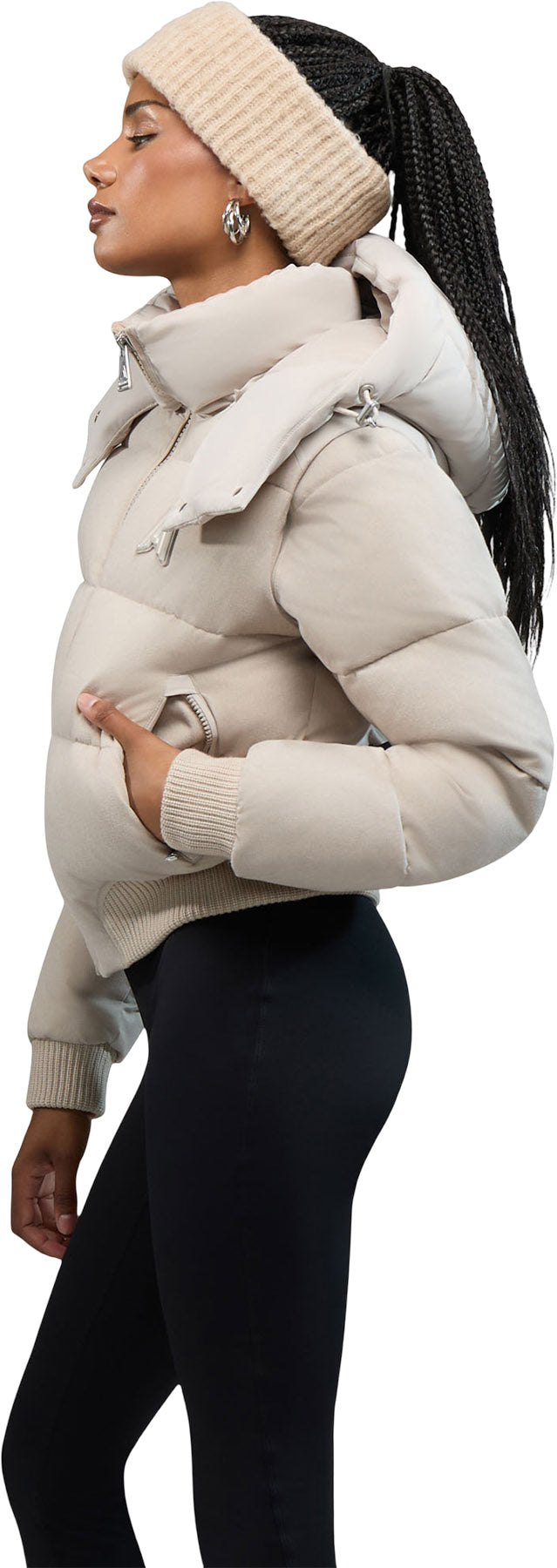 Pariset Cropped Puffer Bomber with Detachable Sleeves - Women's
