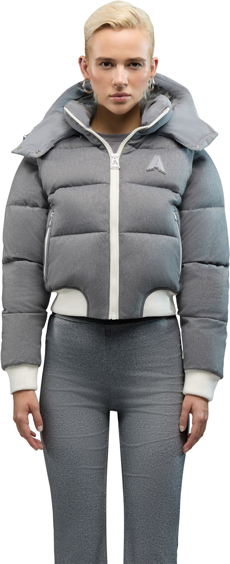 Pariset Cropped Puffer Bomber with Detachable Sleeves - Women's