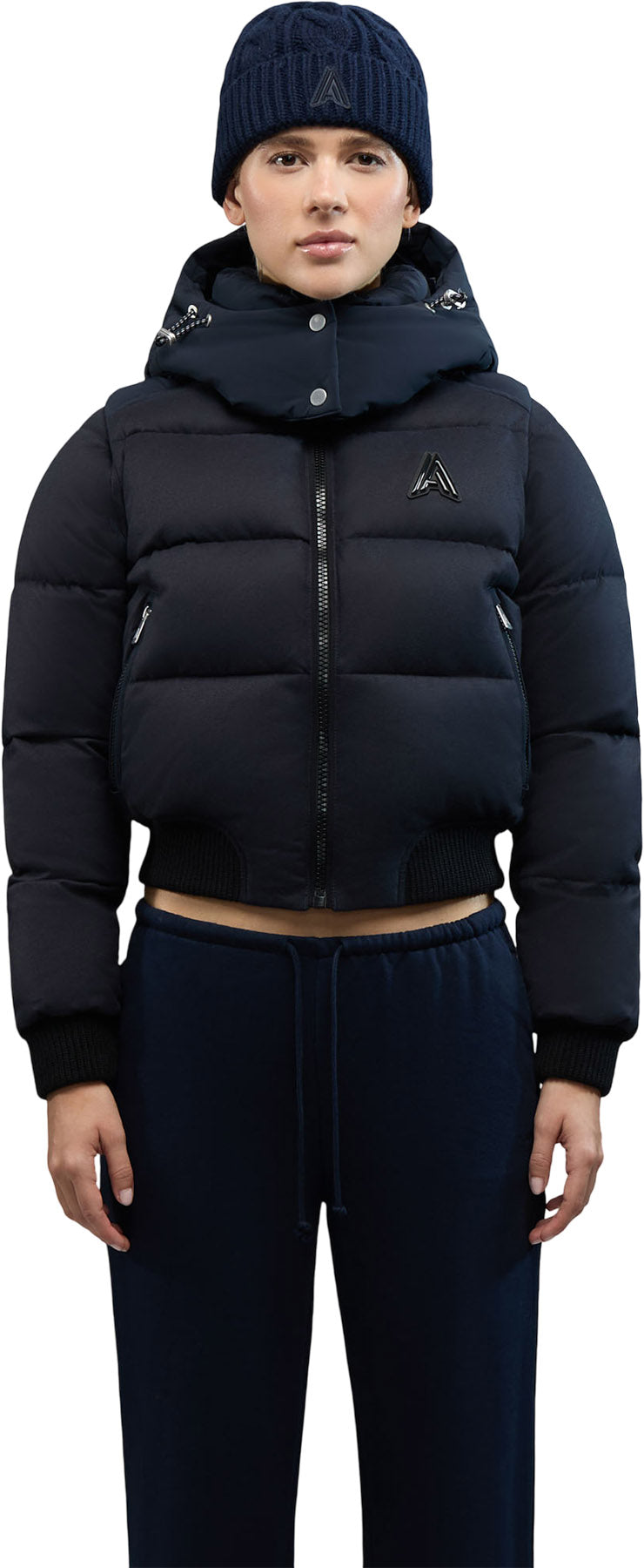 Pariset Cropped Puffer Bomber with Detachable Sleeves - Women's