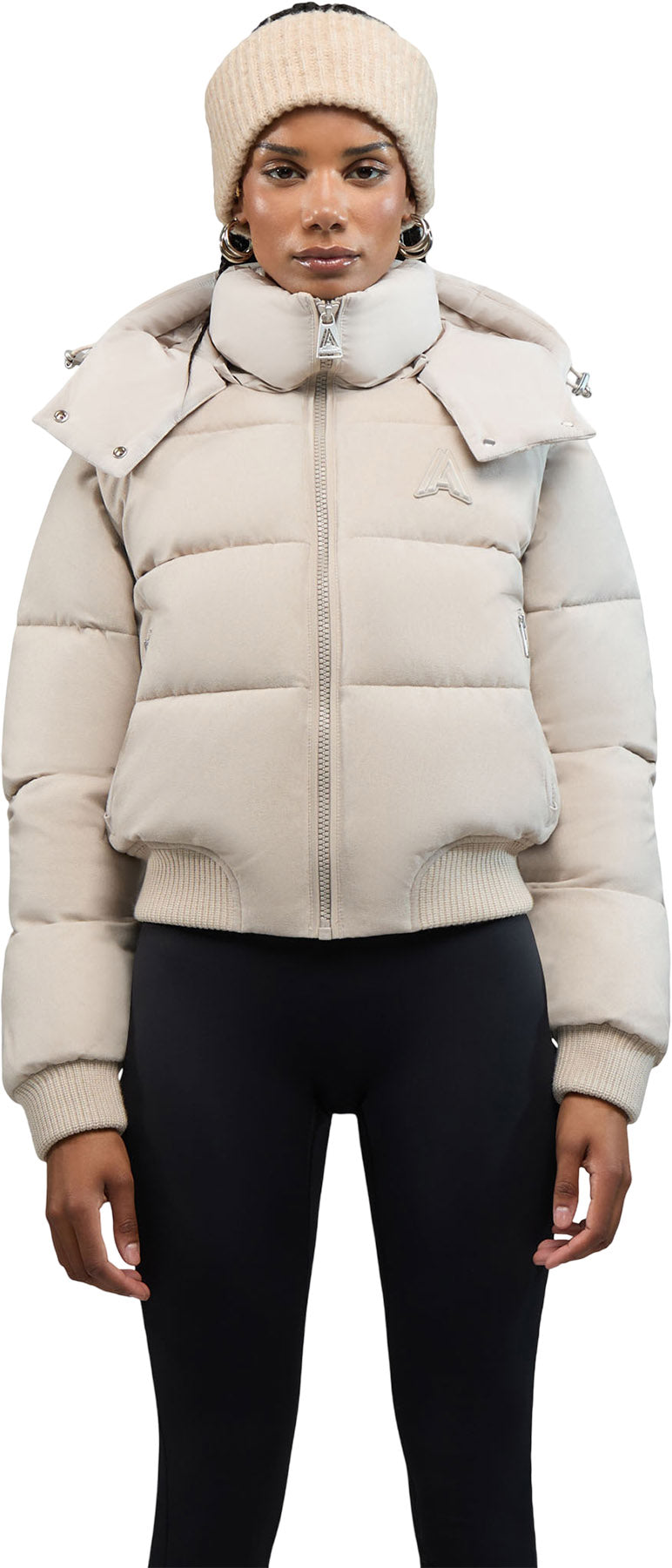 Pariset Cropped Puffer Bomber with Detachable Sleeves - Women's