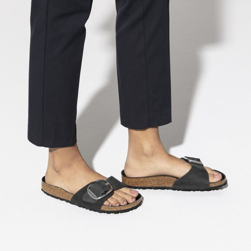 Madrid Big Buckle Oiled Leather Sandals [Narrow] - Women's