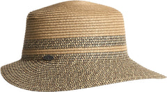 Caylee Large Bi-Color Cap with Straw Detail - Women's