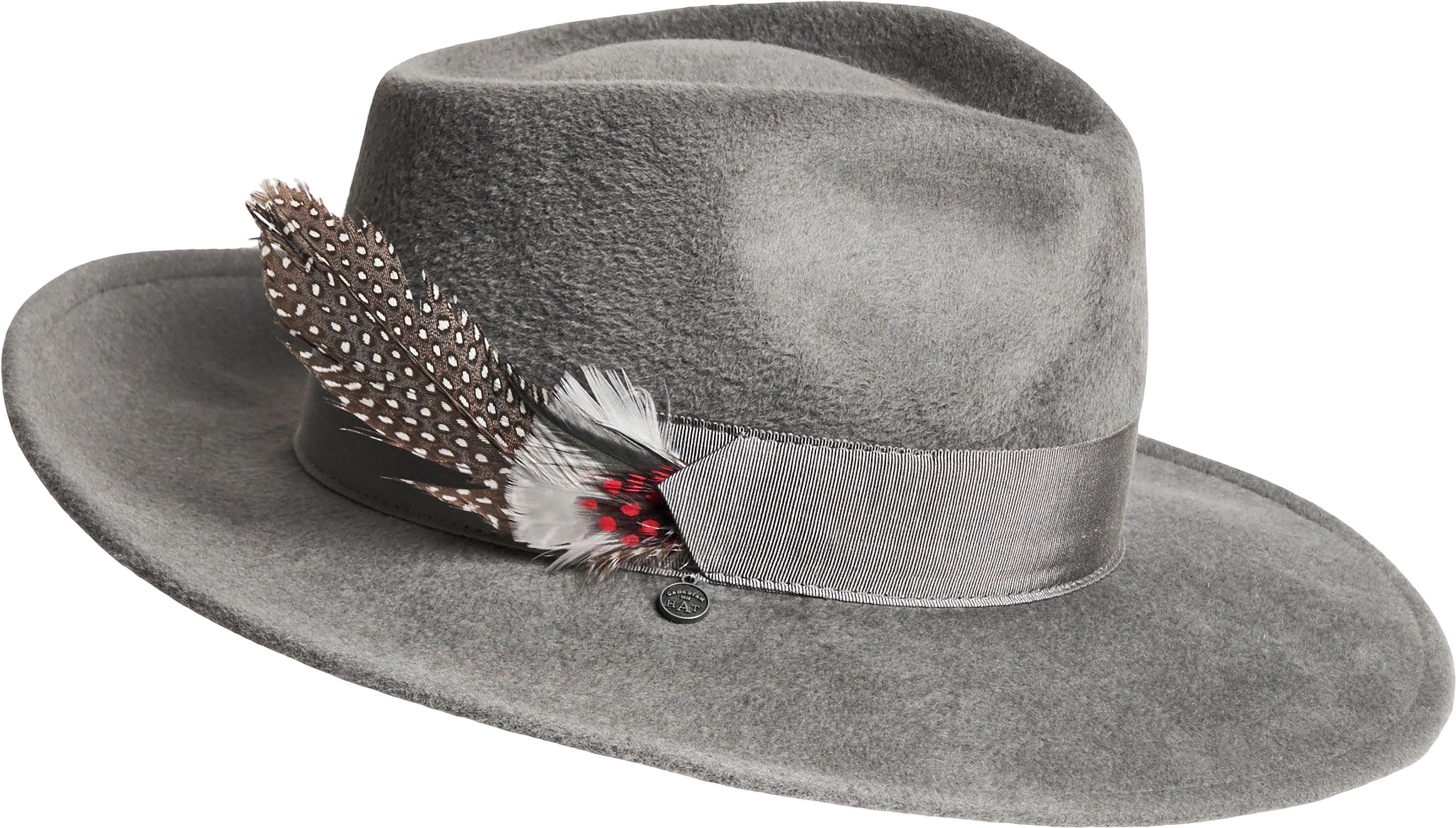 FEDINA - LARGE FUR FELT FEDORA HAT W FEATHER - Women's