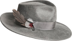 FEDINA - LARGE FUR FELT FEDORA HAT W FEATHER - Women's