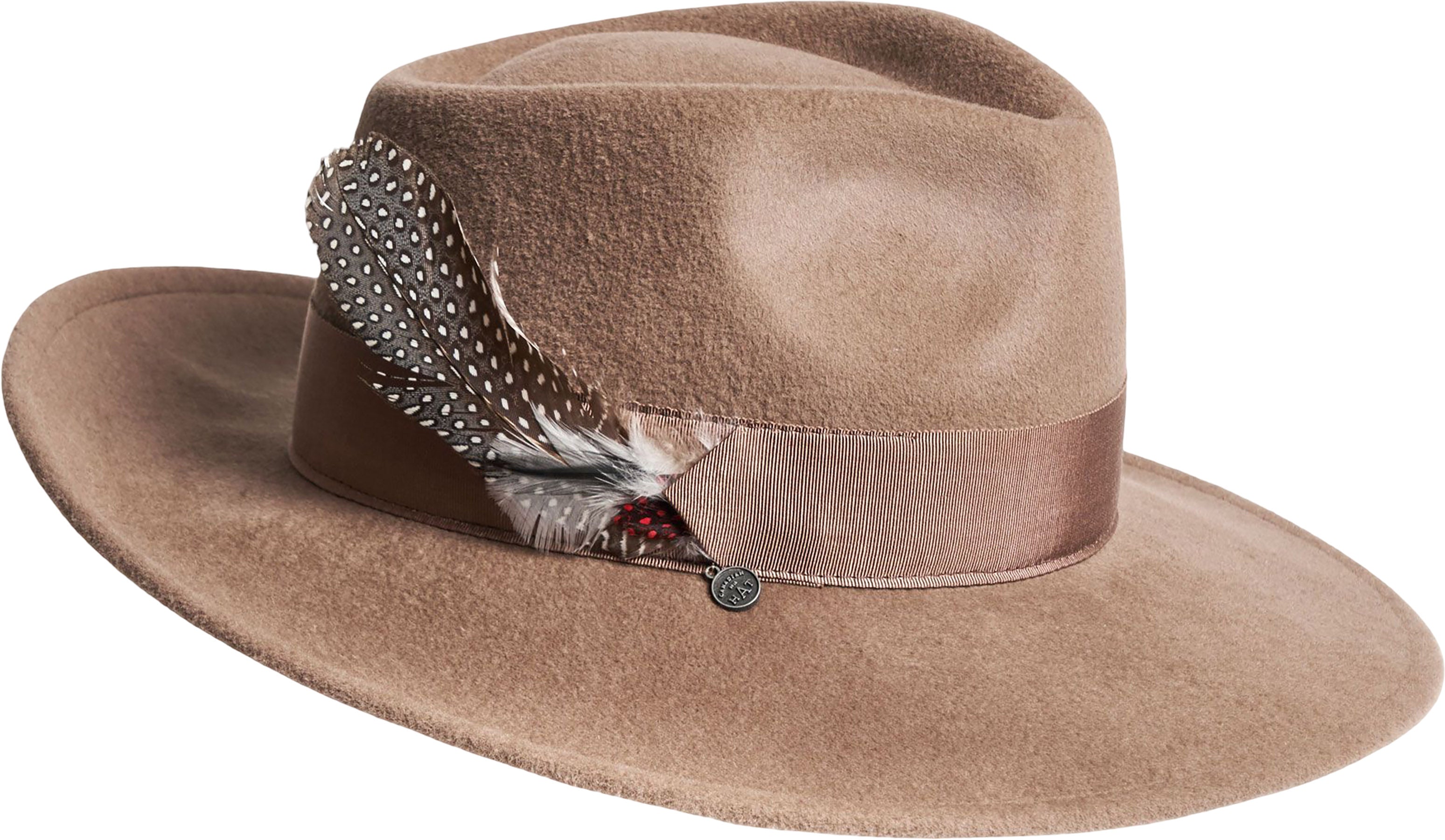 FEDINA - LARGE FUR FELT FEDORA HAT W FEATHER - Women's
