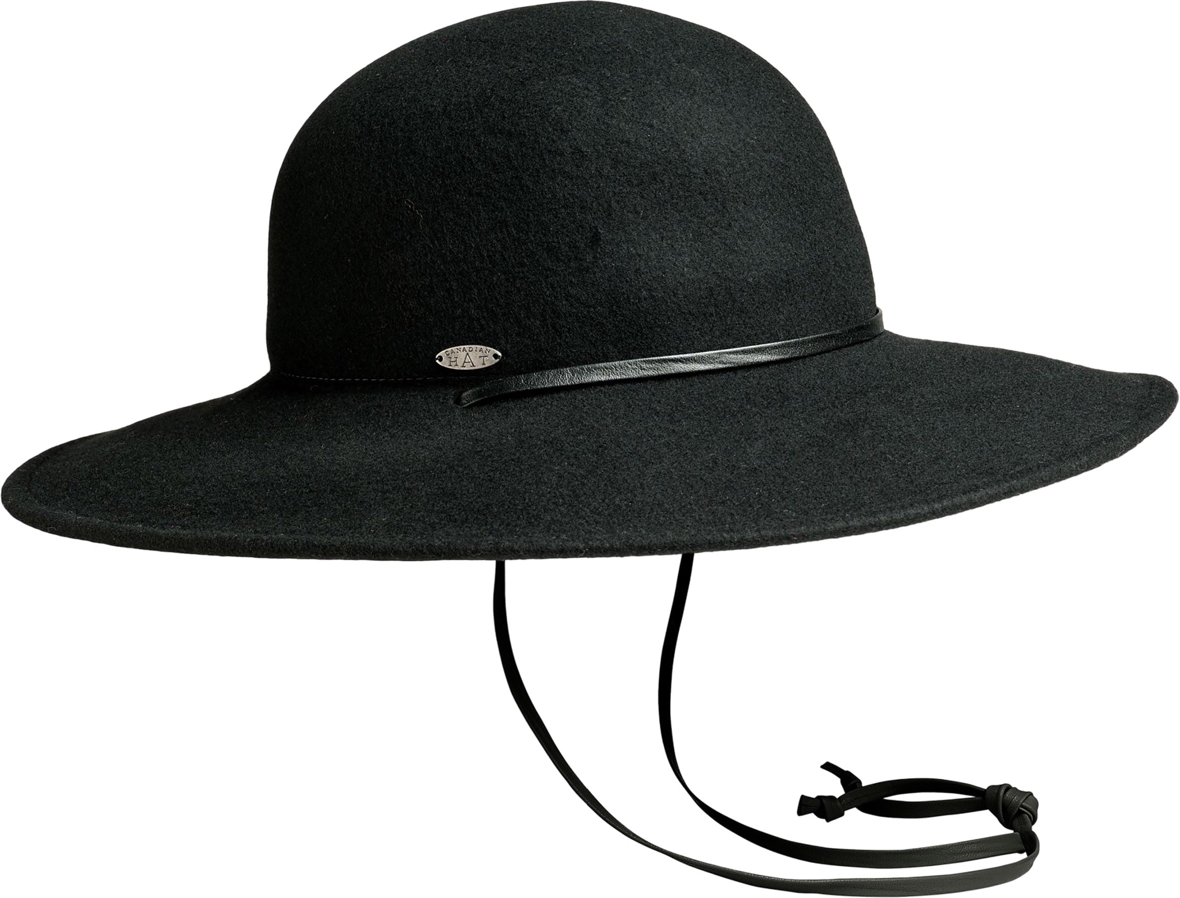 CATHY CS - WIDE BRIM CLOCHE HAT W LEATHER CHIN STRAP - Women's