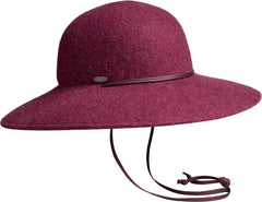 CATHY CS - WIDE BRIM CLOCHE HAT W LEATHER CHIN STRAP - Women's
