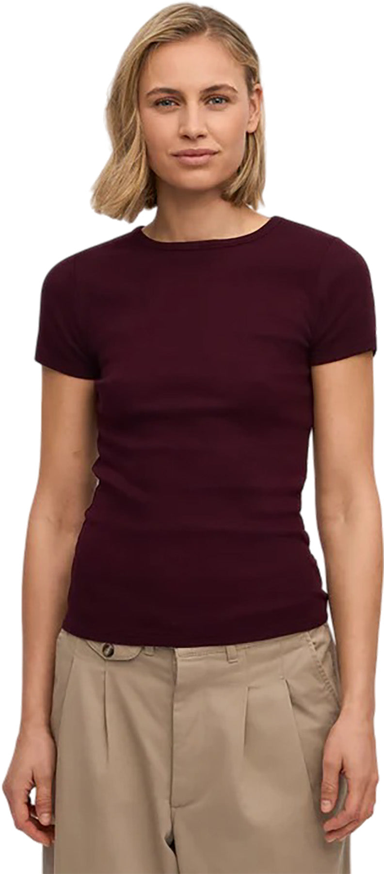 Rib Short Sleeve T-Shirt - Women's