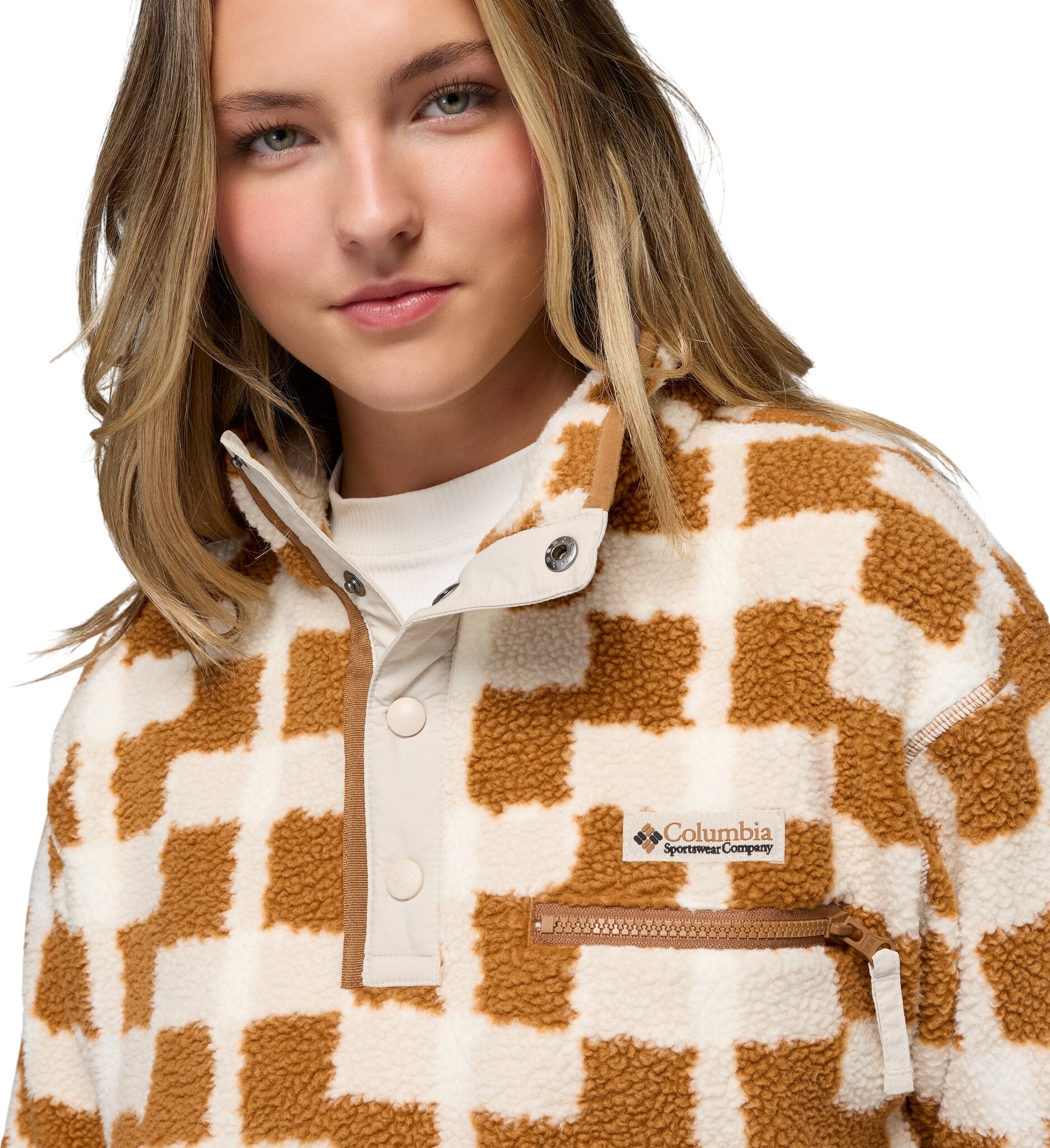 Helvetia II Printed Cropped Half Snap Fleece Pullover - Women's