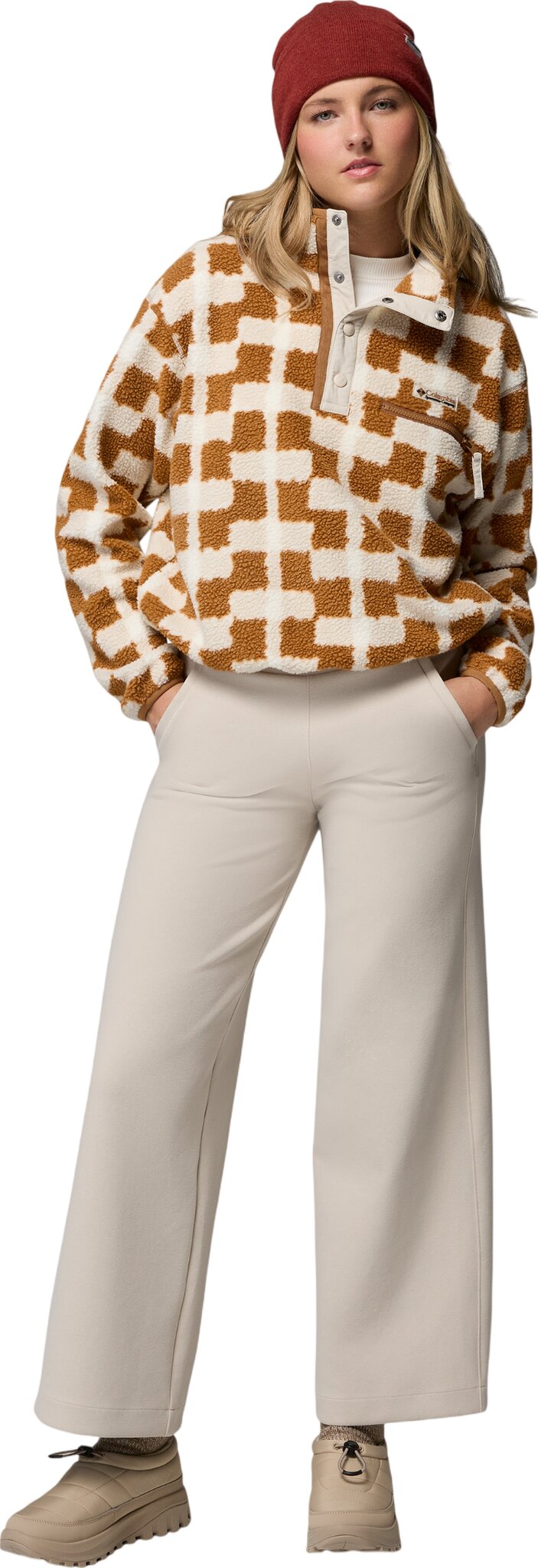Helvetia II Printed Cropped Half Snap Fleece Pullover - Women's