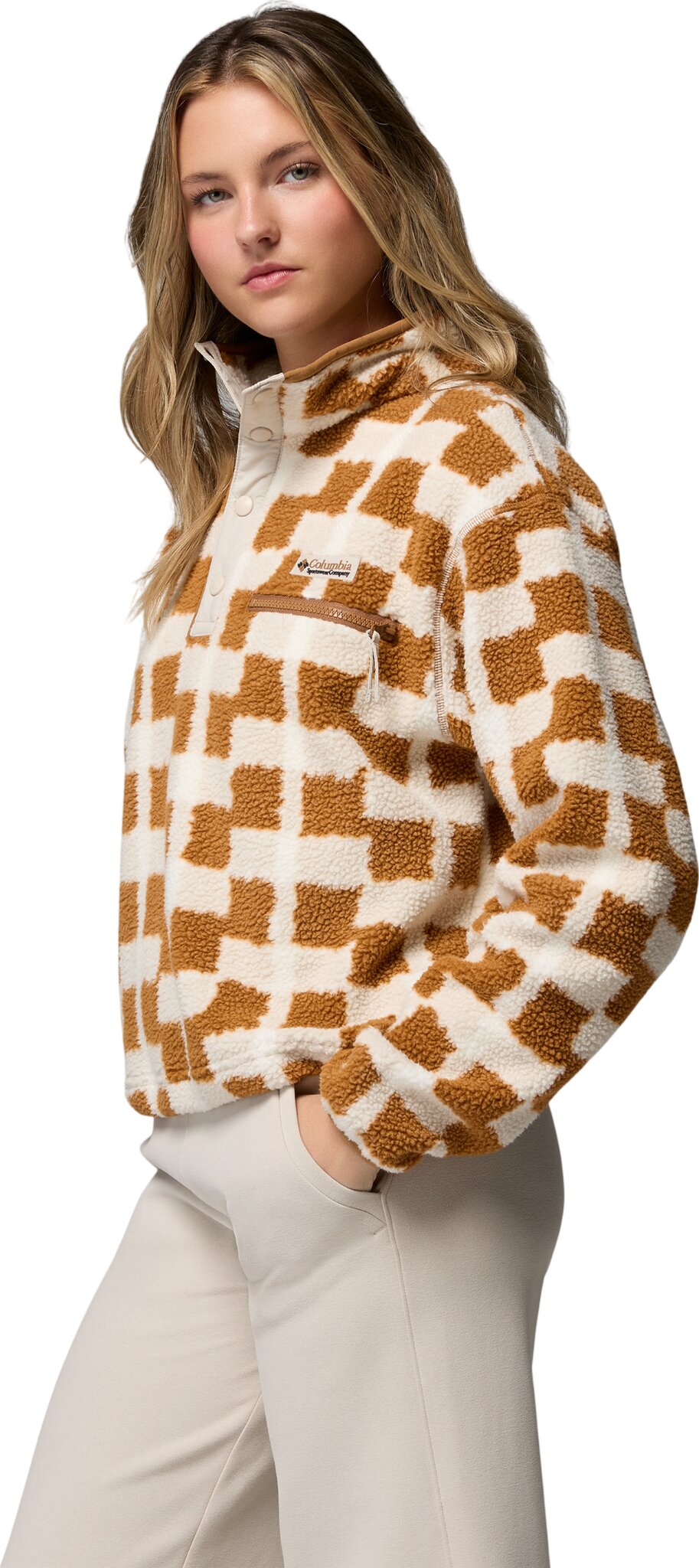 Helvetia II Printed Cropped Half Snap Fleece Pullover - Women's