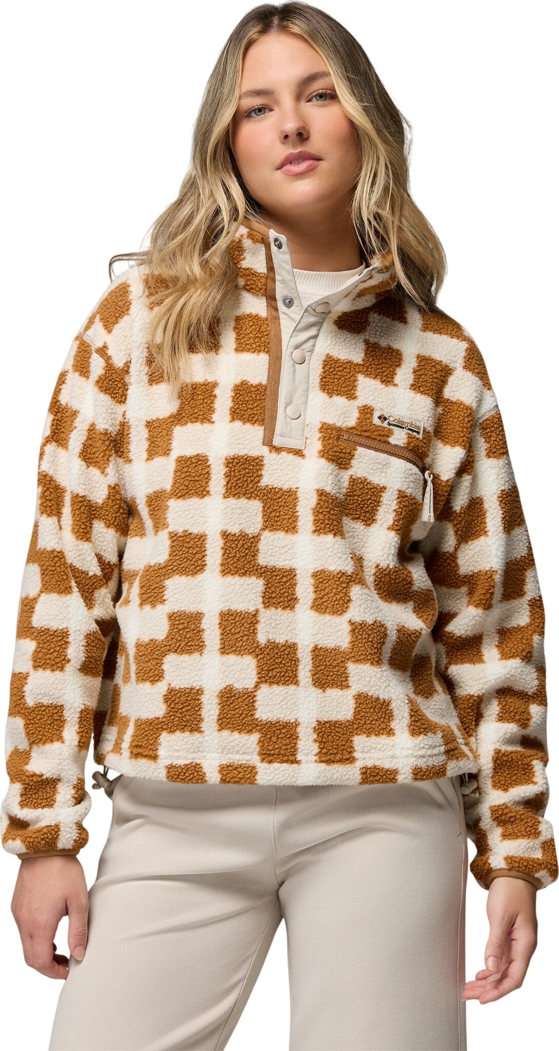 Helvetia II Printed Cropped Half Snap Fleece Pullover - Women's