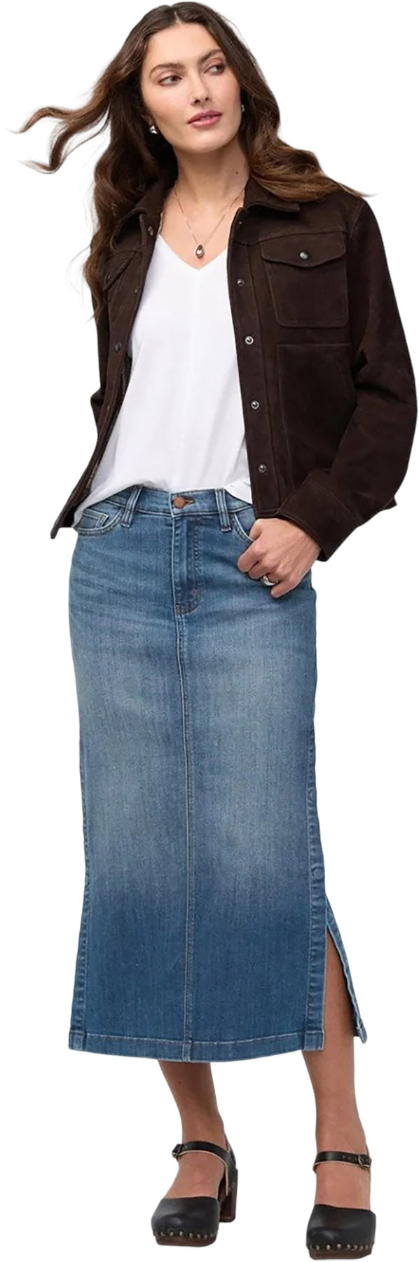 Performance Denim Slit Skirt - Women's