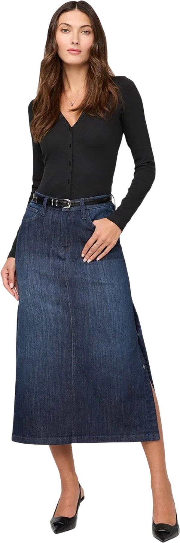 Performance Denim Slit Skirt - Women's