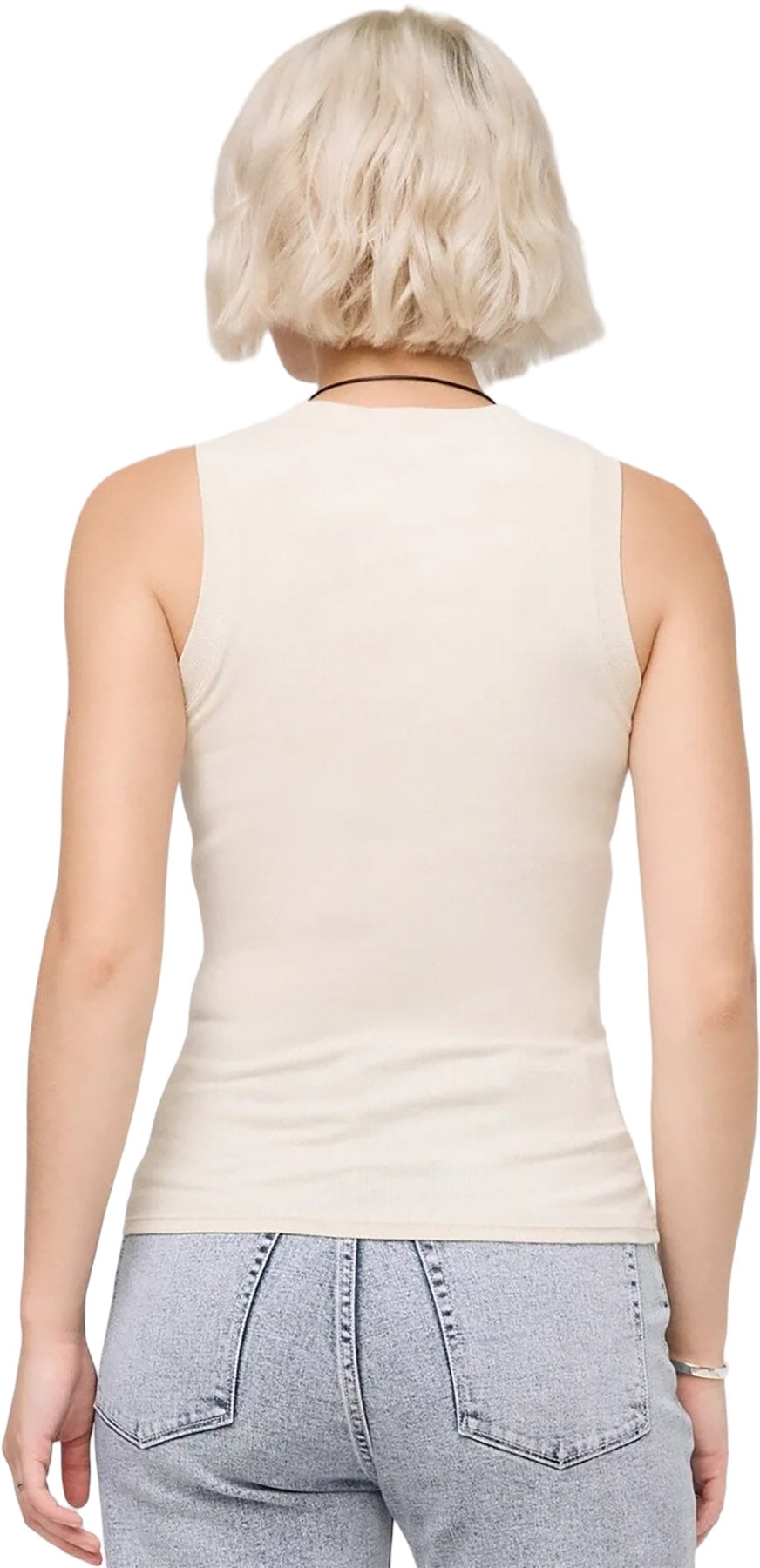 Ribbed Pima High Neck Tank Top - Women's