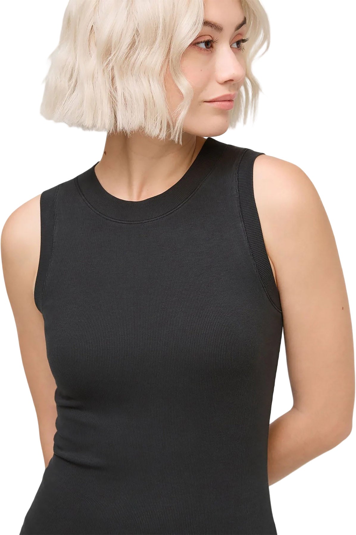 Ribbed Pima High Neck Tank Top - Women's