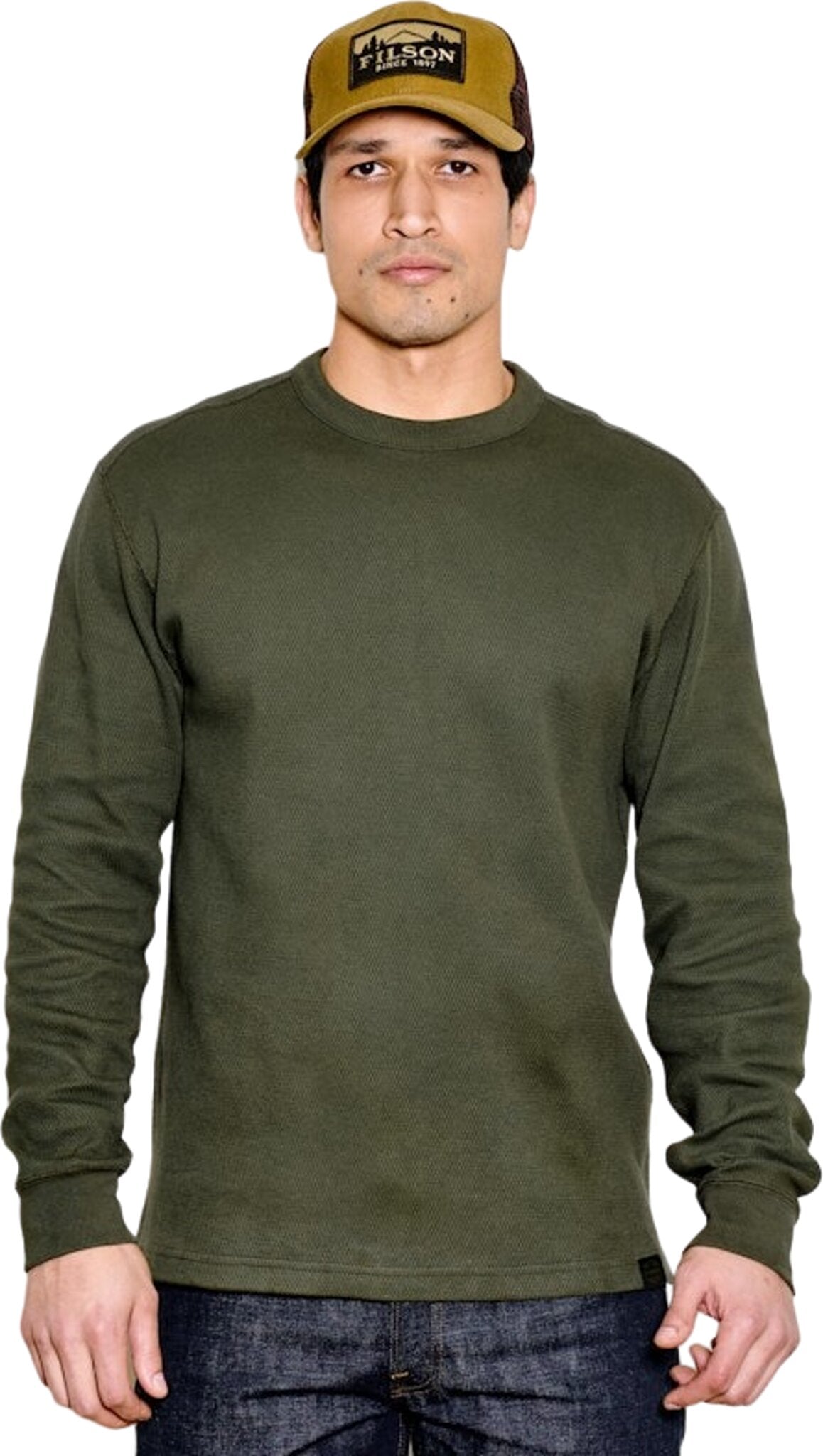 Waffle Knit Thermal Crew Neck Shirt - Men's