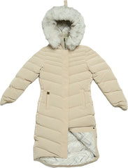 Canmore Long Puffer Coat with Upcycled Fur Trim - Women's