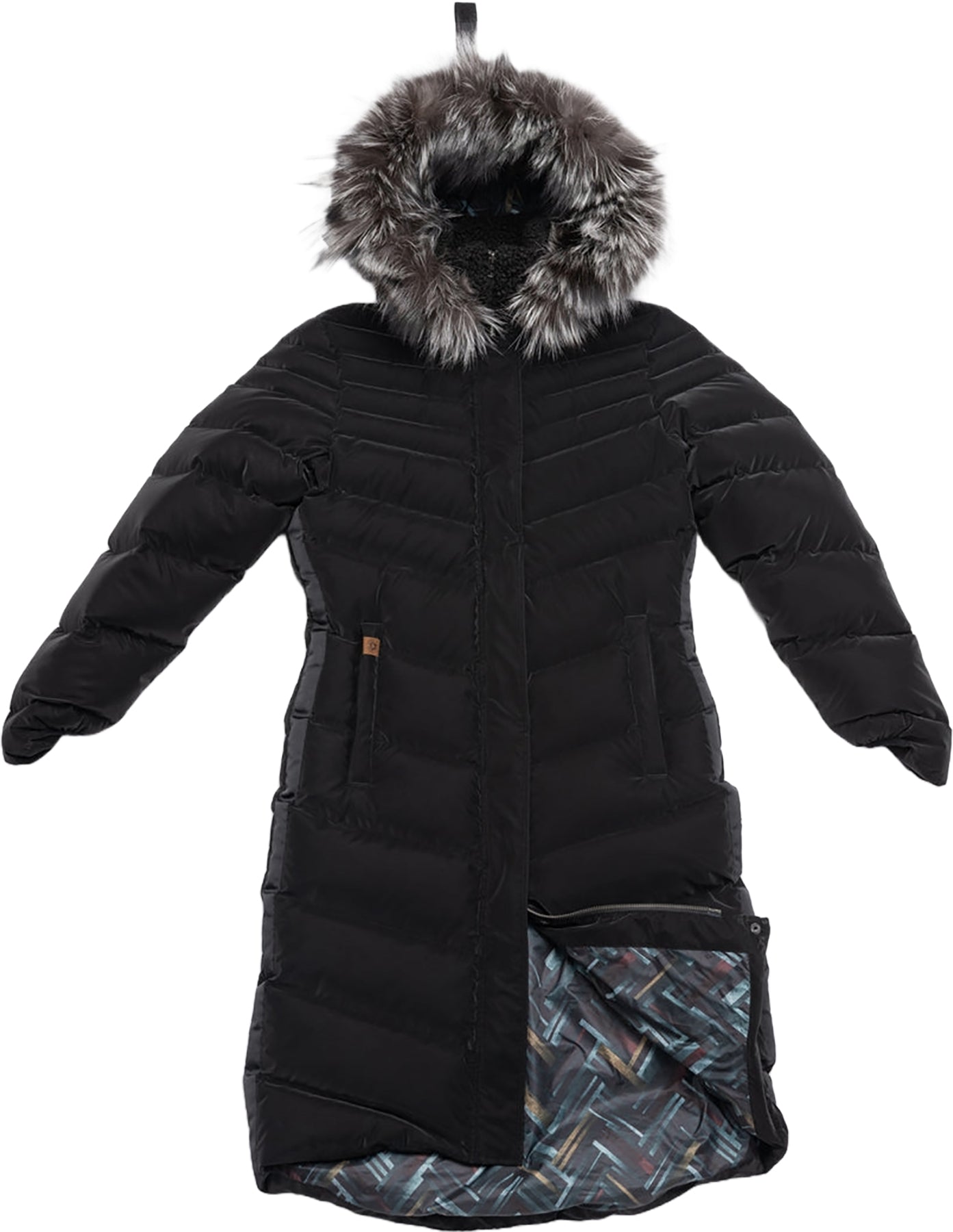 Canmore Long Puffer Coat with Upcycled Fur Trim - Women's
