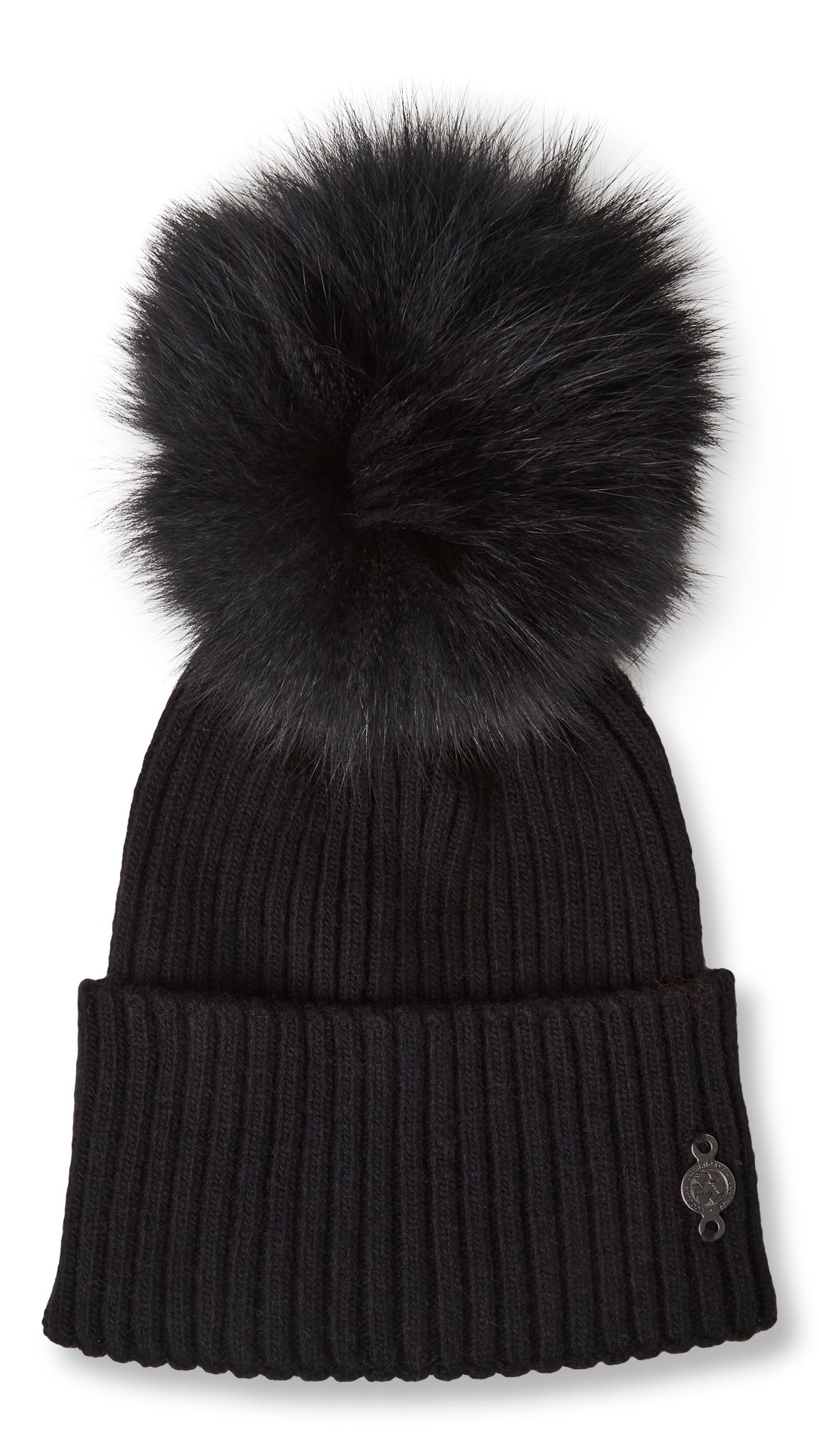 Recycled Cashmere Beanie With Reused Fur Pom - Women's