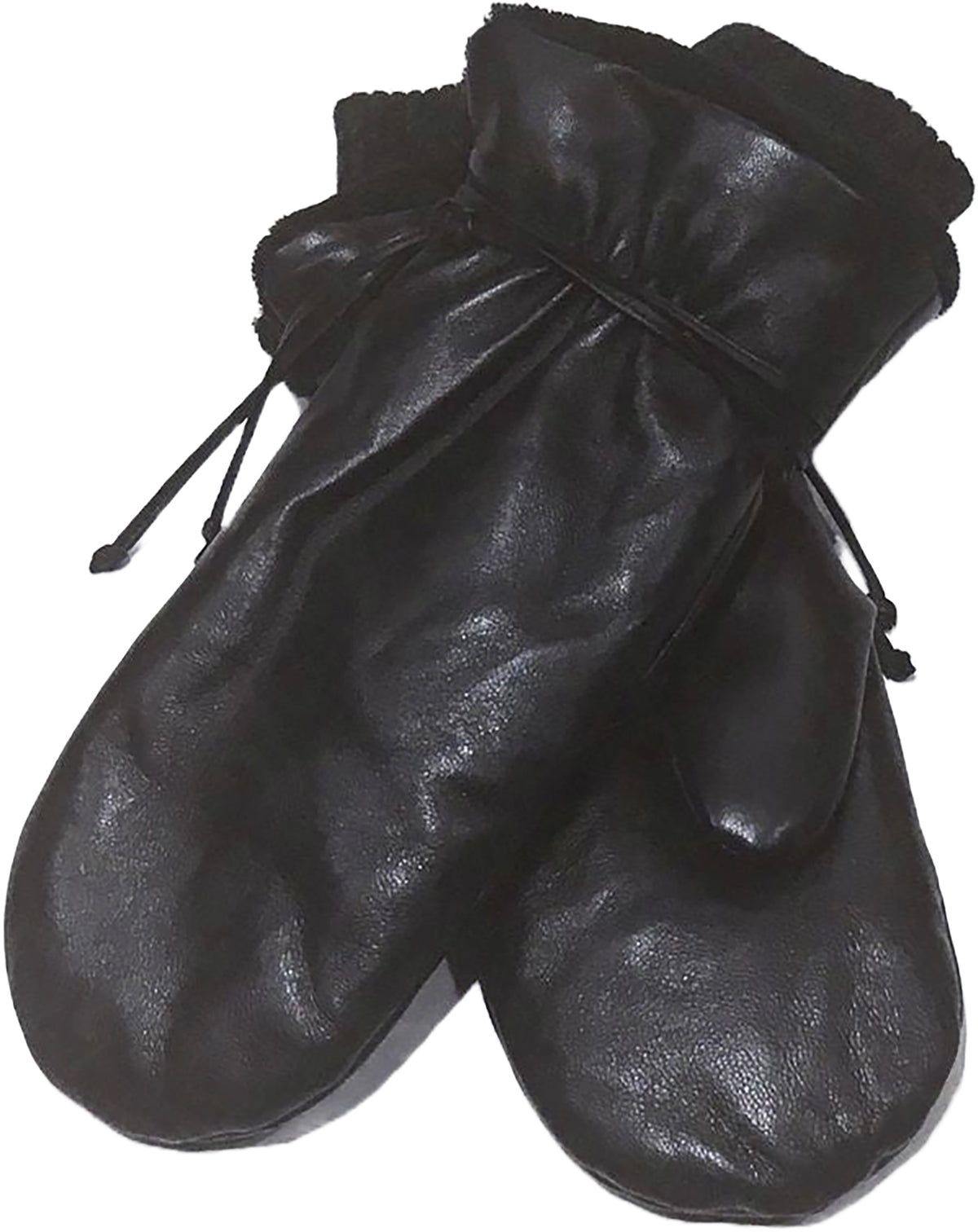 Leather Mittens with Cord - Women's