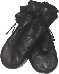 Leather Mittens with Cord - Women's