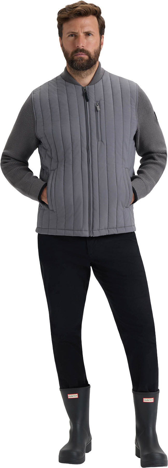 Kindale Vertical Quilt Jacket with Sweater Knit Sleeves - Men's