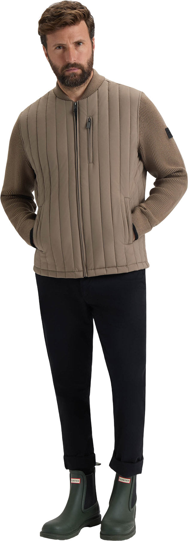 Kindale Vertical Quilt Jacket with Sweater Knit Sleeves - Men's