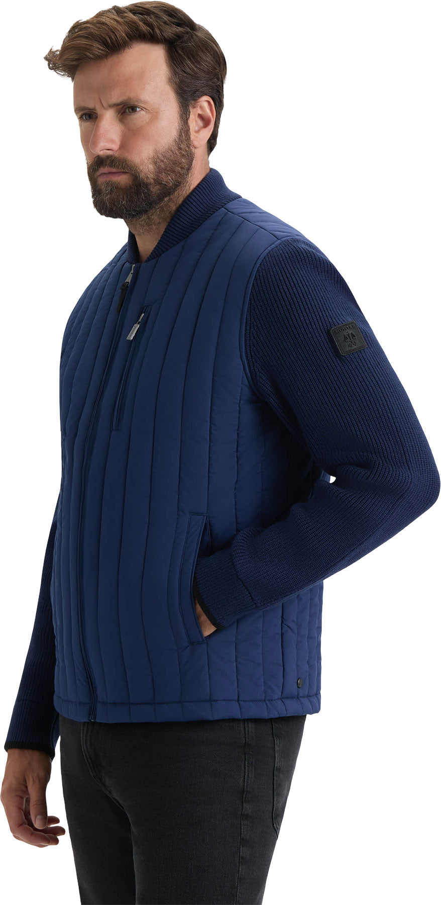 Kindale Vertical Quilt Jacket with Sweater Knit Sleeves - Men's