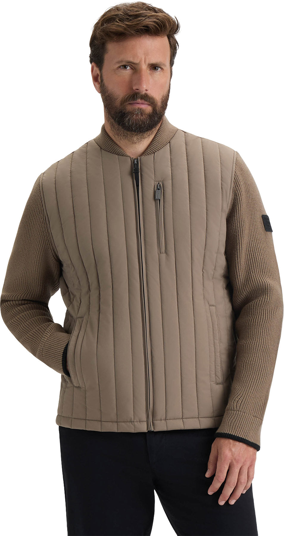 Kindale Vertical Quilt Jacket with Sweater Knit Sleeves - Men's