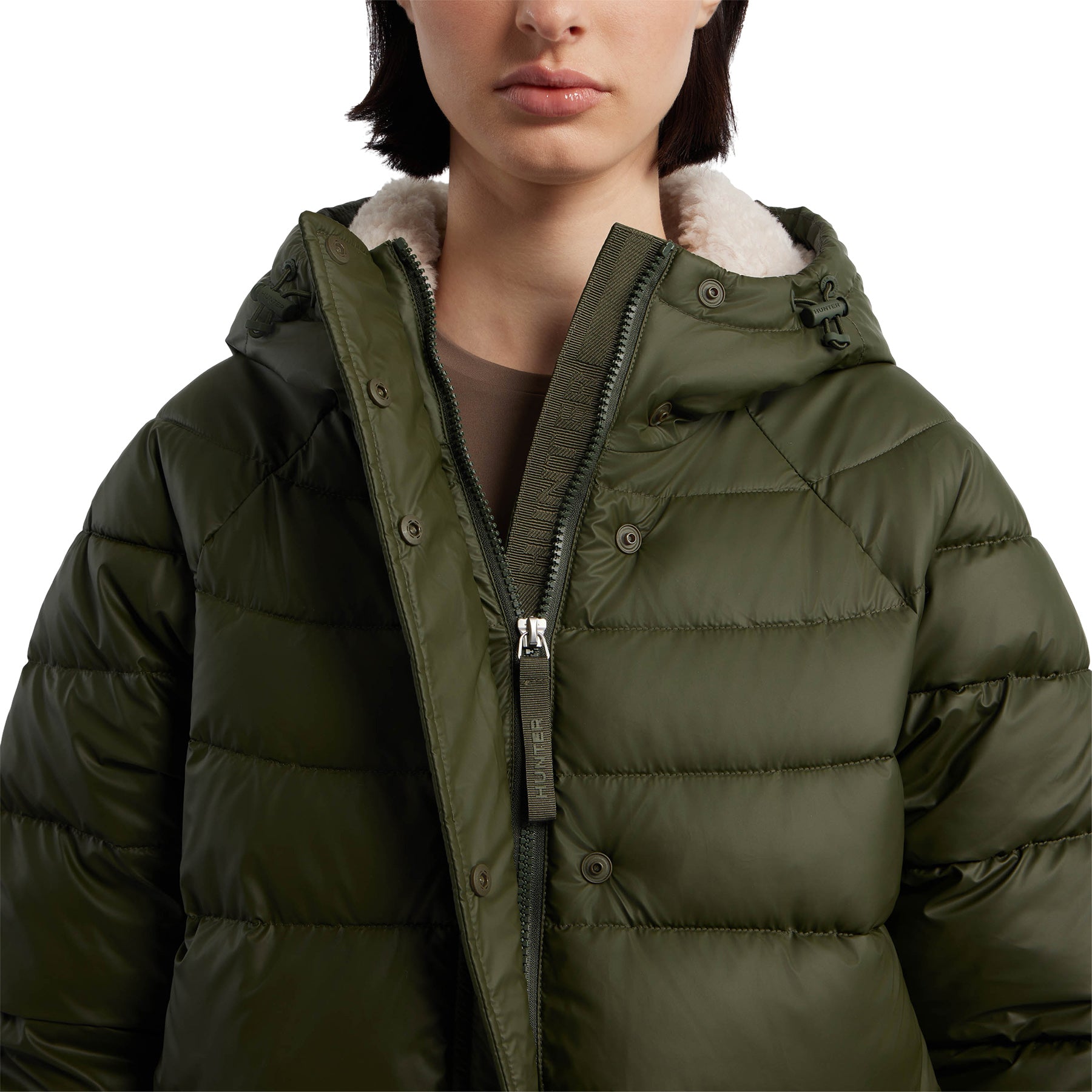 Almond Marshmallow Mid Length Puffer Jacket - Women's