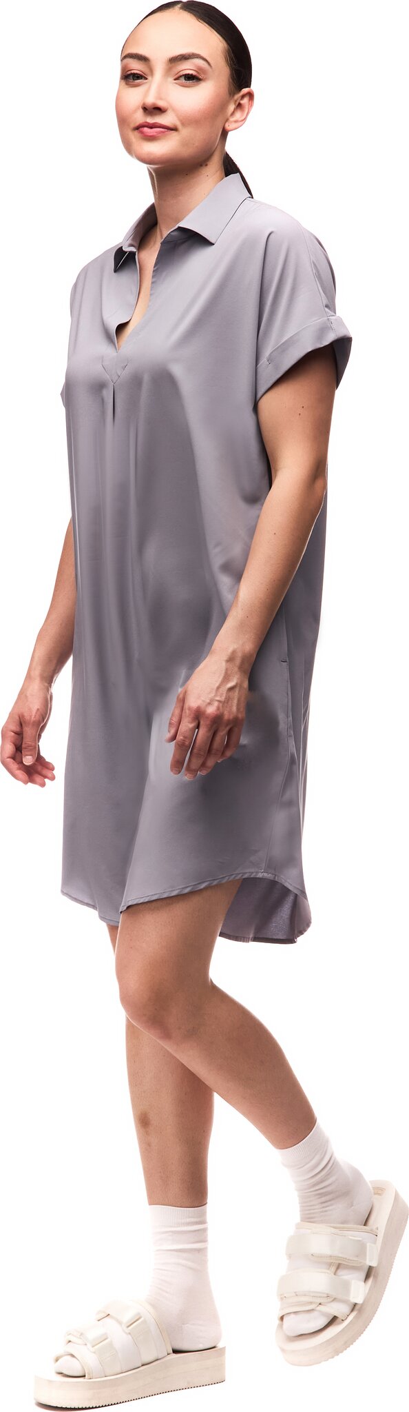 Frivol Knee Length Short Sleeve Shirt Dress - Women's