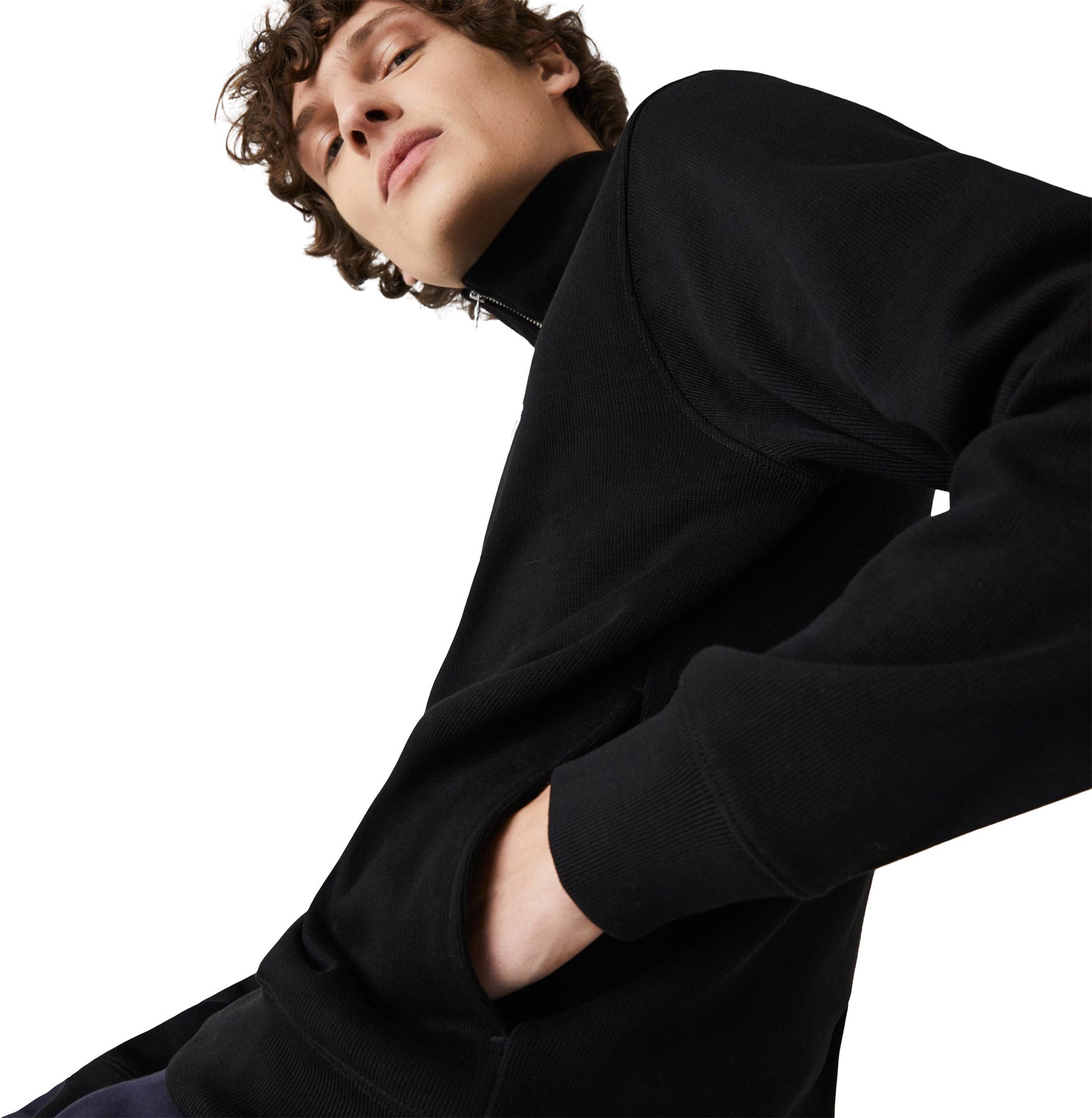 Zippered Stand-Up Collar Cotton Sweatshirt - Men's