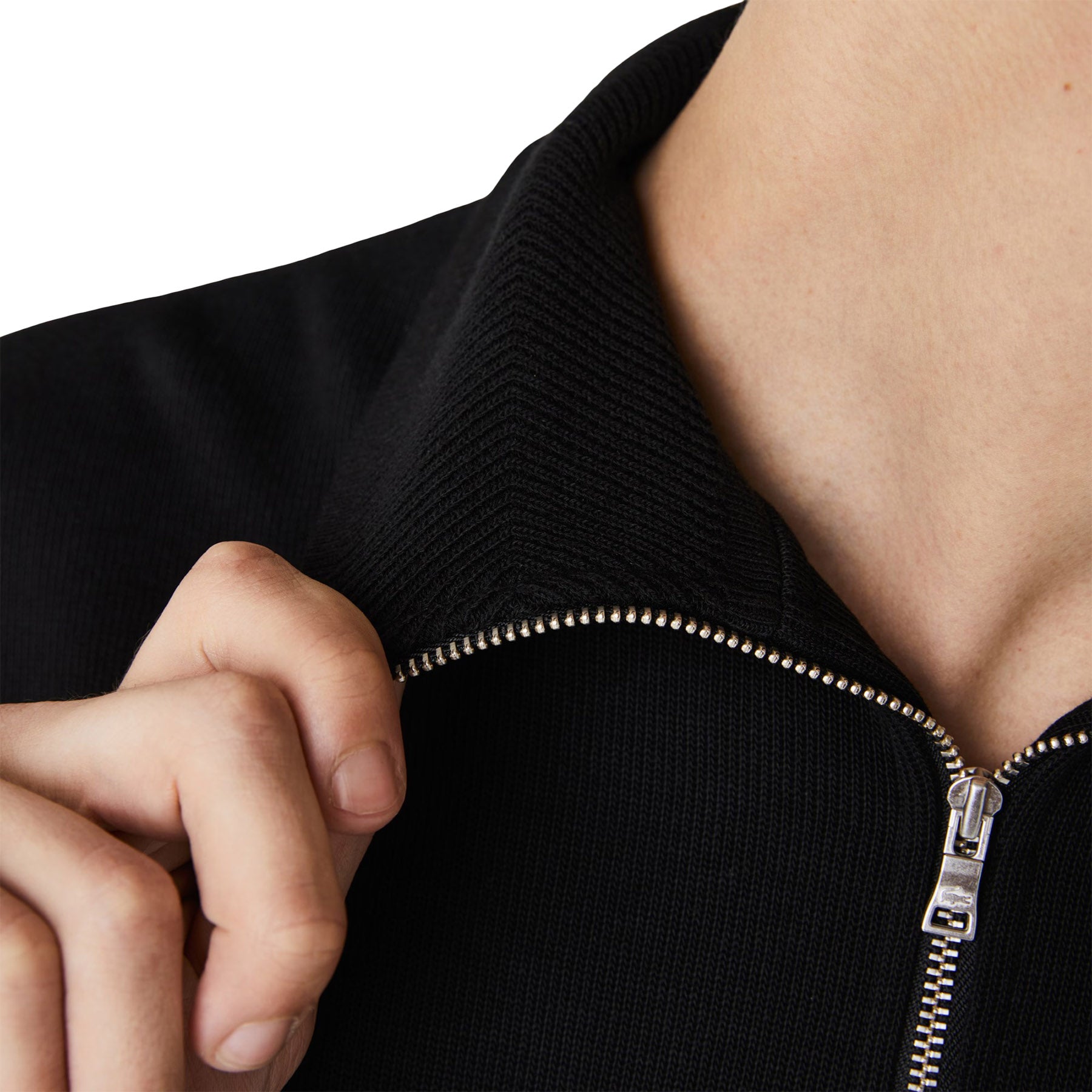 Zippered Stand-Up Collar Cotton Sweatshirt - Men's