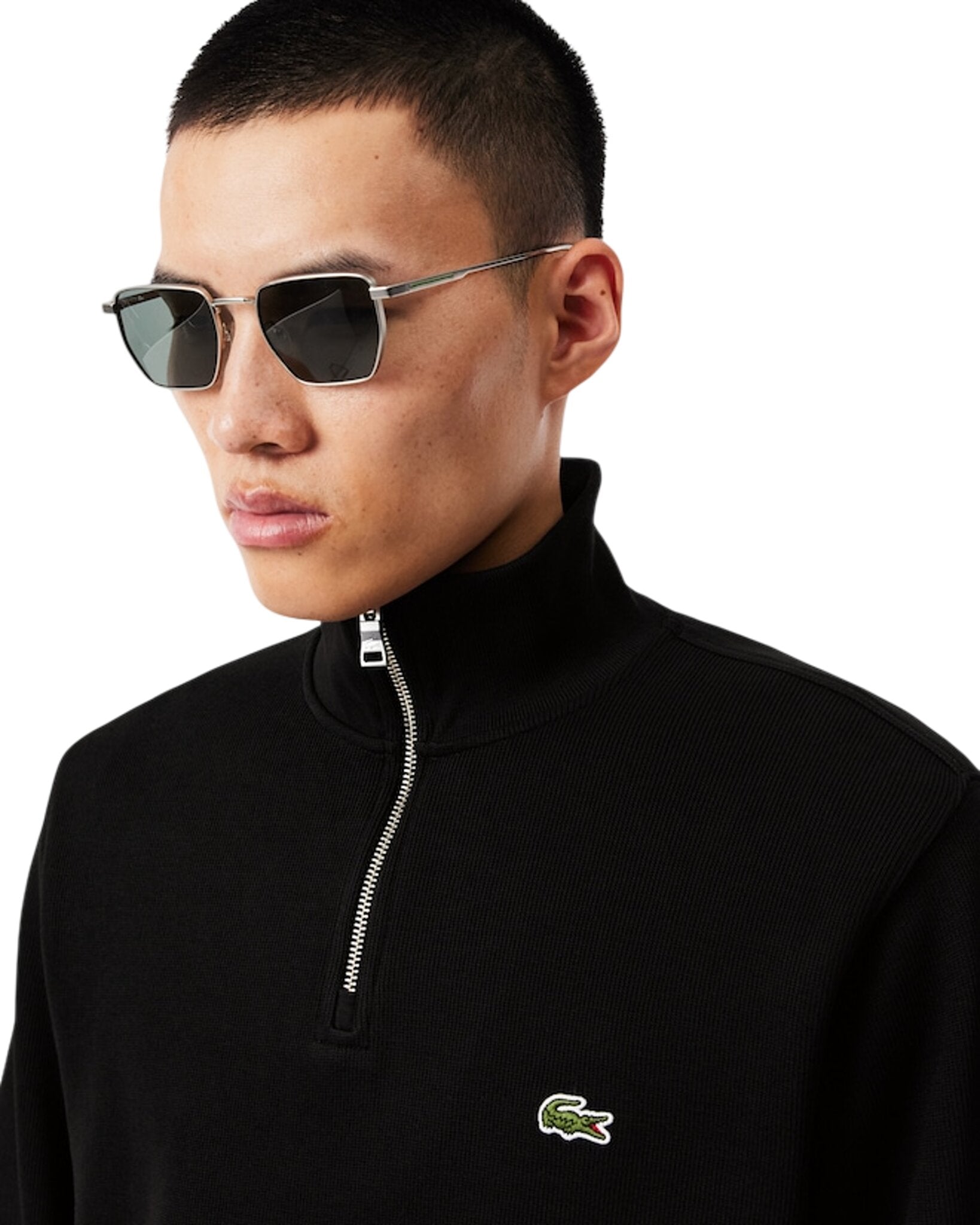 Zippered Stand-Up Collar Cotton Sweatshirt - Men's
