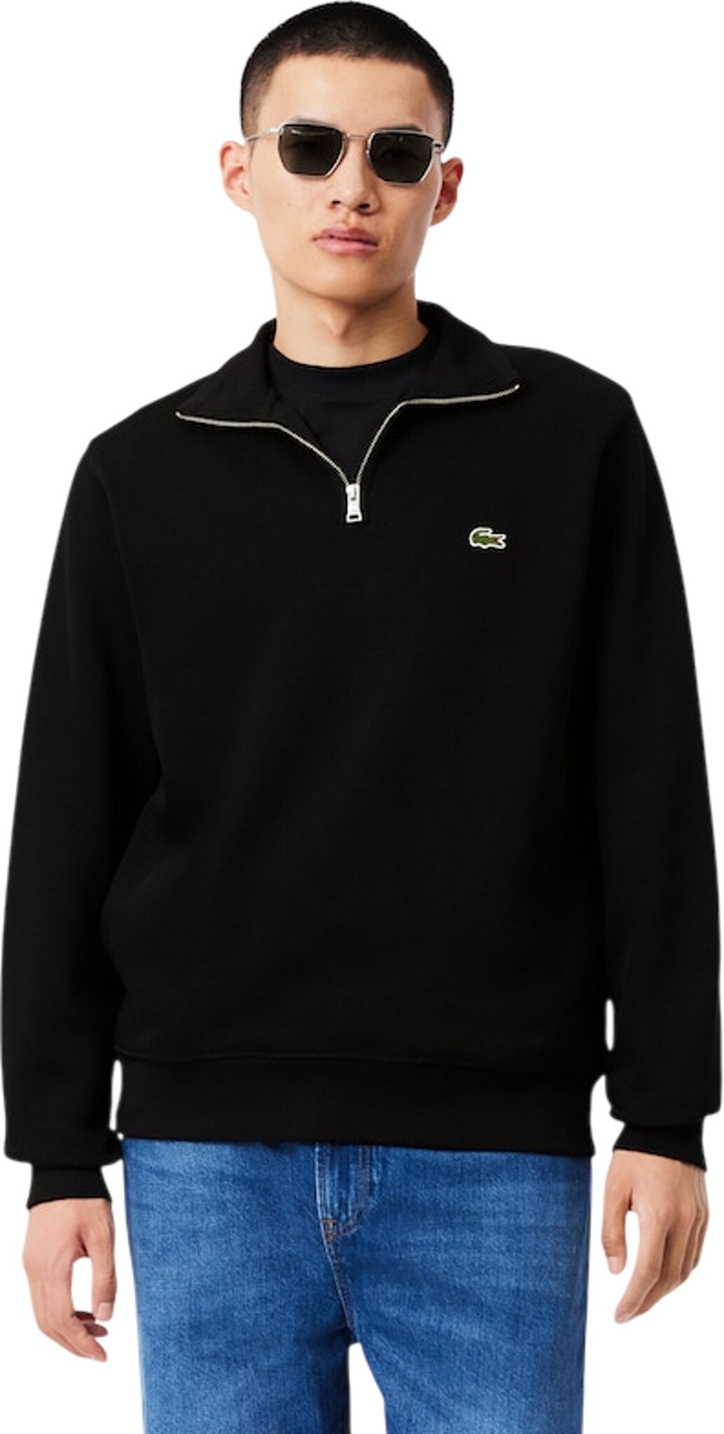 Zippered Stand-Up Collar Cotton Sweatshirt - Men's
