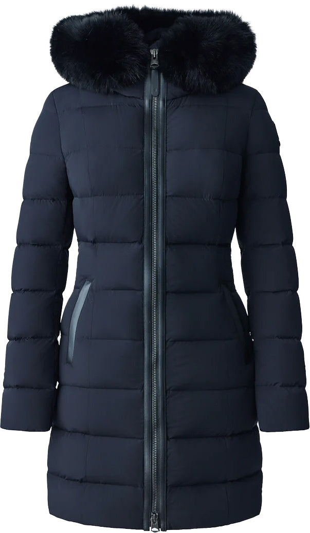 Calla Agile-360 Stretch Light Down Coat With Blue Fox Fur Collar - Women's